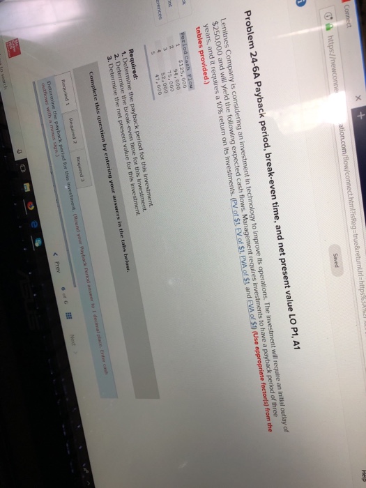  ??? https:// Problem 24-6A Payback period, break-even time, and net present