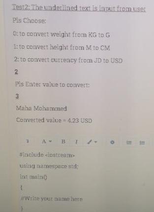 the value to convert. The brogram performs the conversion and prints the