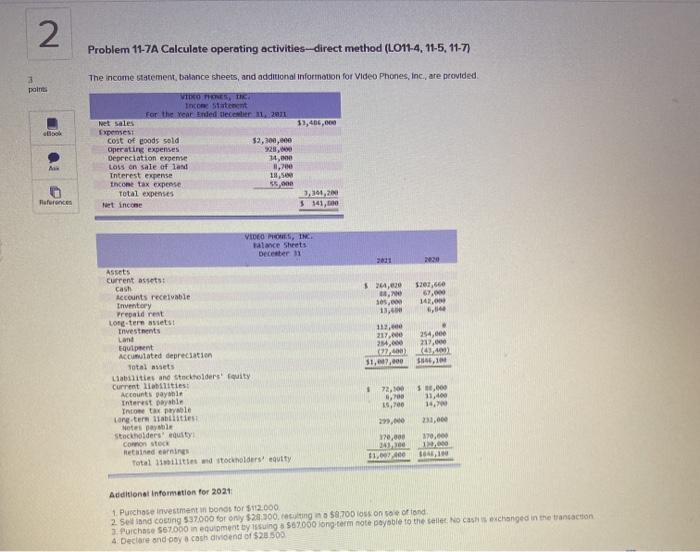  2 Problem 11-7A Calculate operating activities--direct method (LO11-4, 11-5, 11-7) The