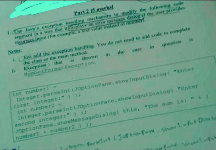 Write a very simple solution to these questions in Java! Part 2.15