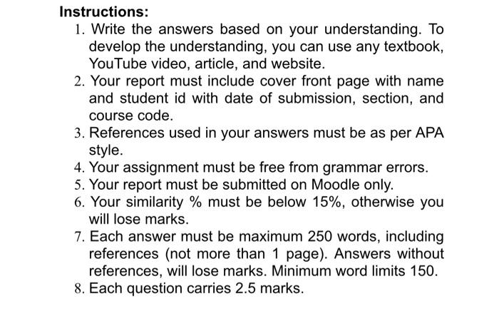 (important) - not by hand writing Question 1: Discuss briefly VAT. What