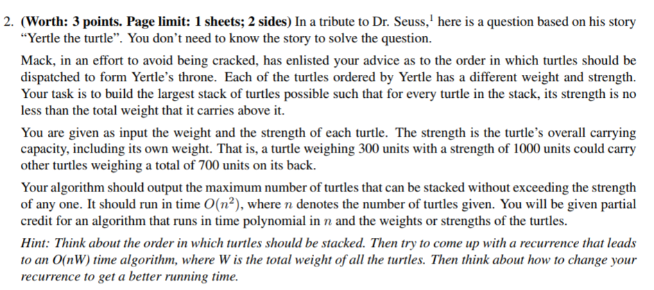 2 (Worth: 3 points. Page limit: 1 sheets; 2 sides) In