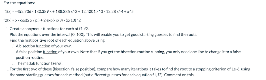 I need help with the false position part and down please. Should