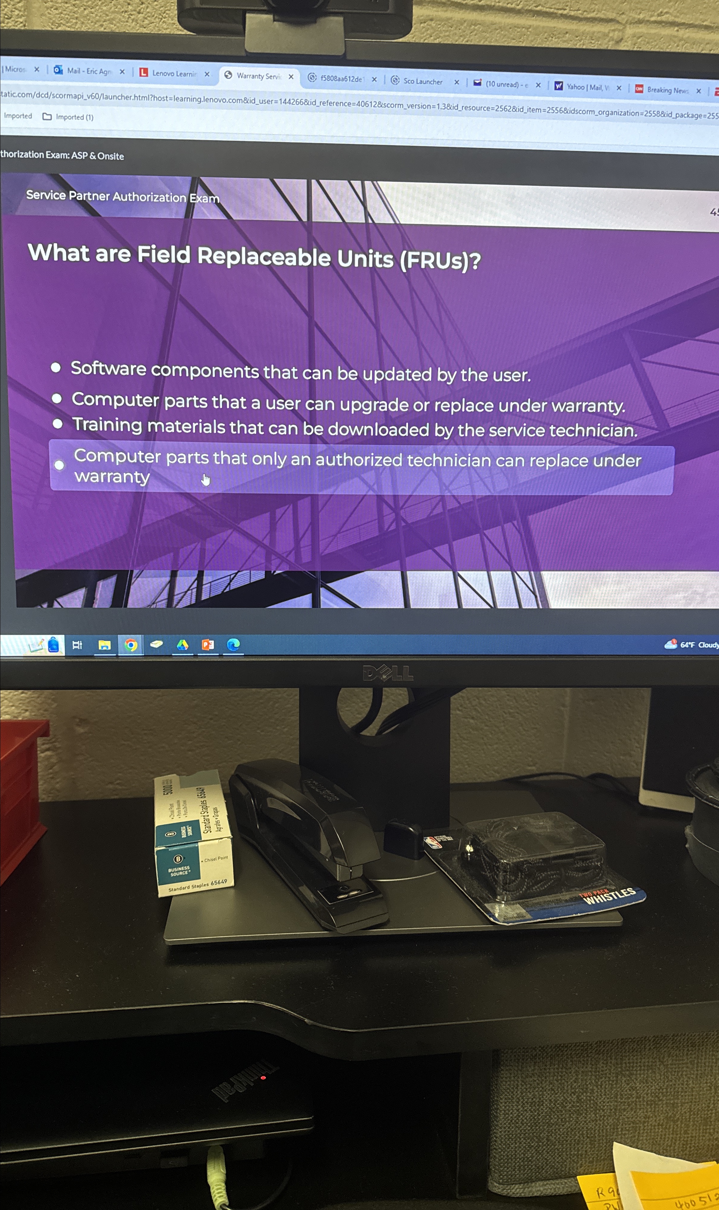  Service Partner Authorization Exam What are Field Replaceable Units (FRUs)? Software