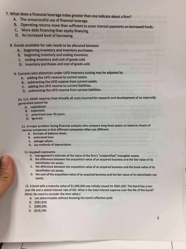Please do 7-13 and show work. Thank you! What does a financial