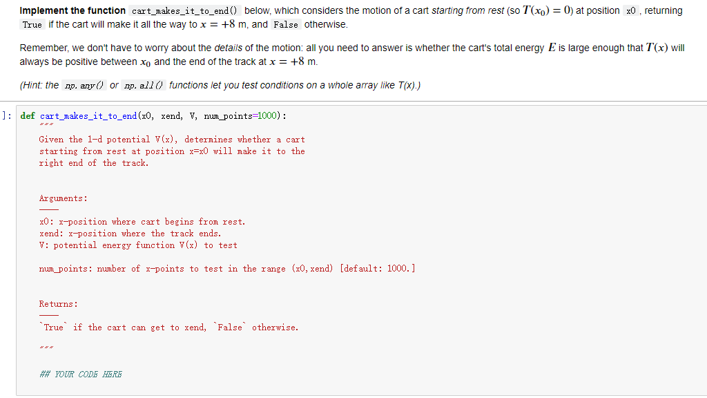  Implement the function cartina es it to end() below which considers