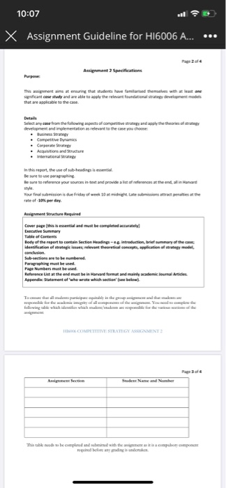 10:07 X Assignment Guideline for H16006 A... Assignment 2 Specification This