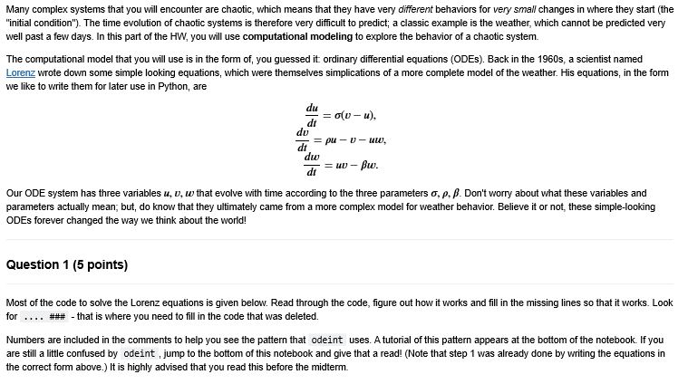 Please help with me python homework and modeling question! Coding language: python