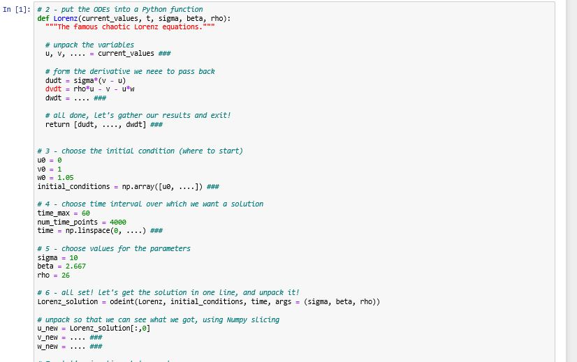 Question 1: Code to Copy: # 2 - put the ODEs into