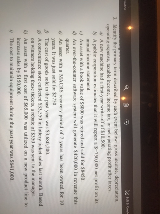  Edit & Create 3. Identify the primary term described by each
