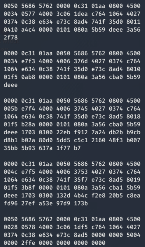 Circle the Ethernet frame hex values that identify the type of packet