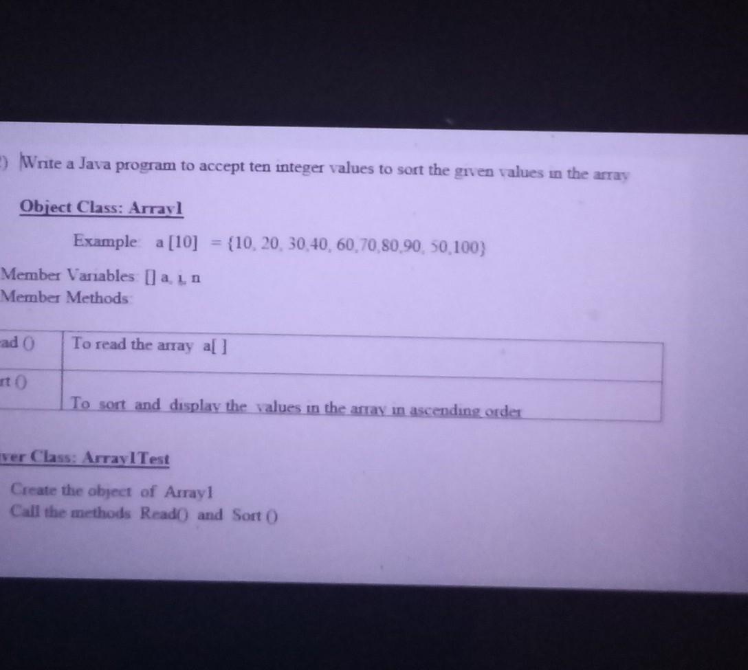  ) Write a Java program to accept ten integer values to