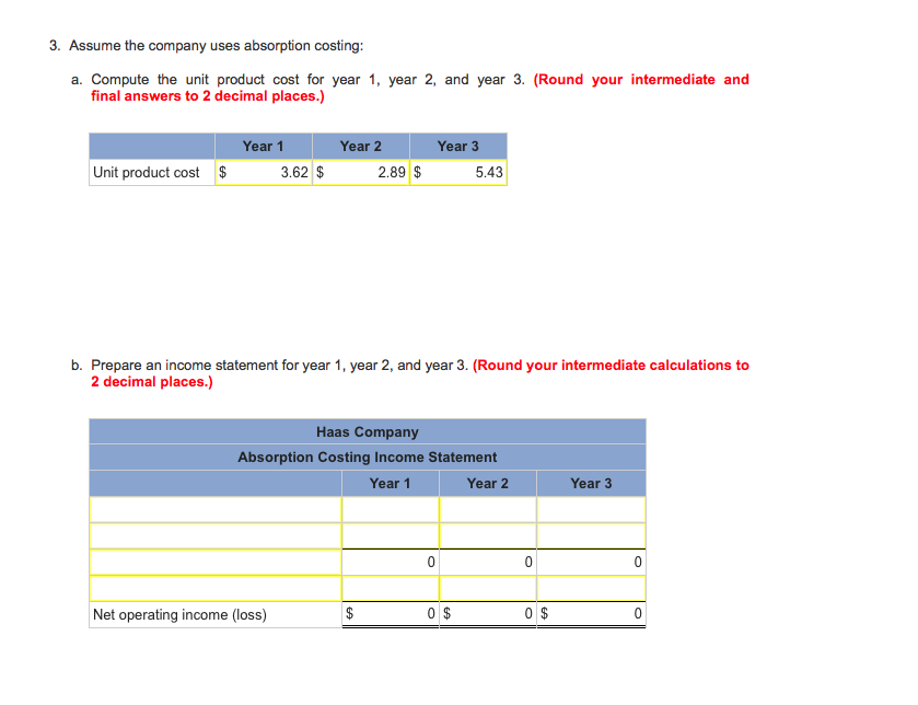 information pertains to each of the company's first three years of operations: