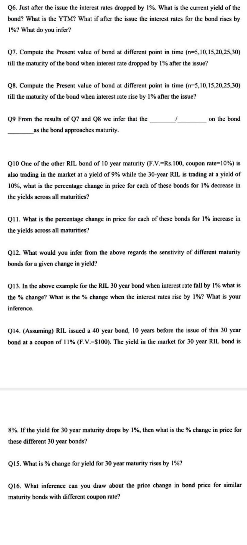  please answer 13th question Q6. Just after the issue the interest