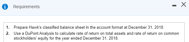 IXA Chap 10 quiz question 2 Format for balance sheet Requirements 1.