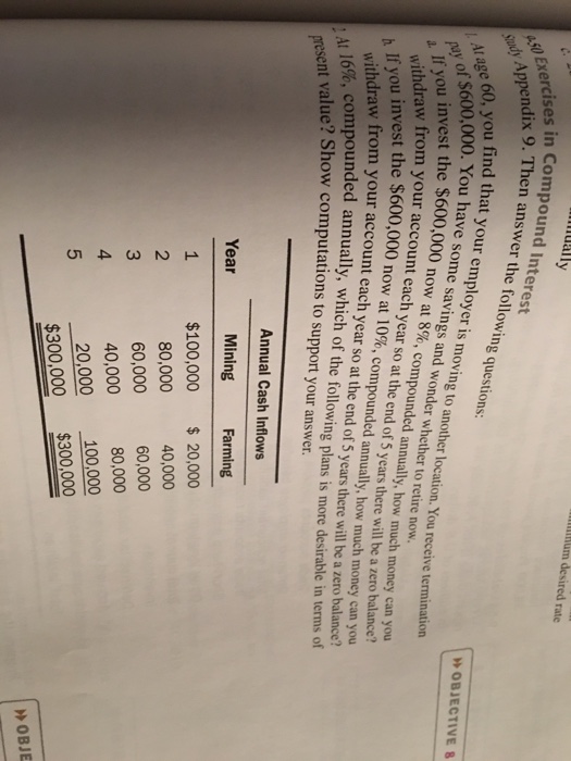  Study Appendix 9. Then answer the following questions: At age 60,