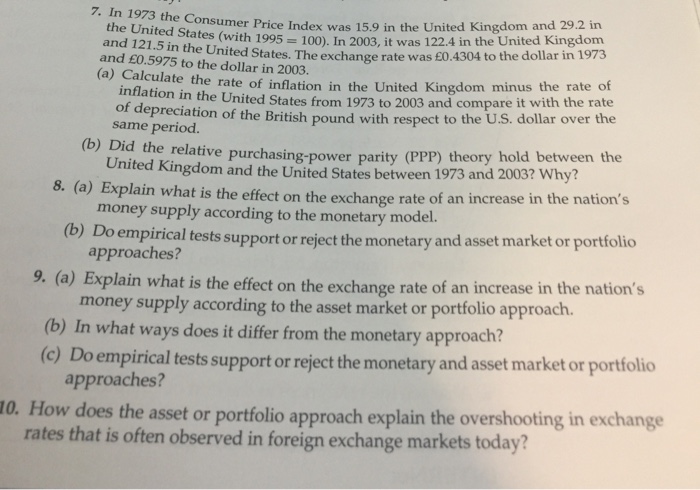  Need help with problems 7-10 In 1973 the Consumer Price Index