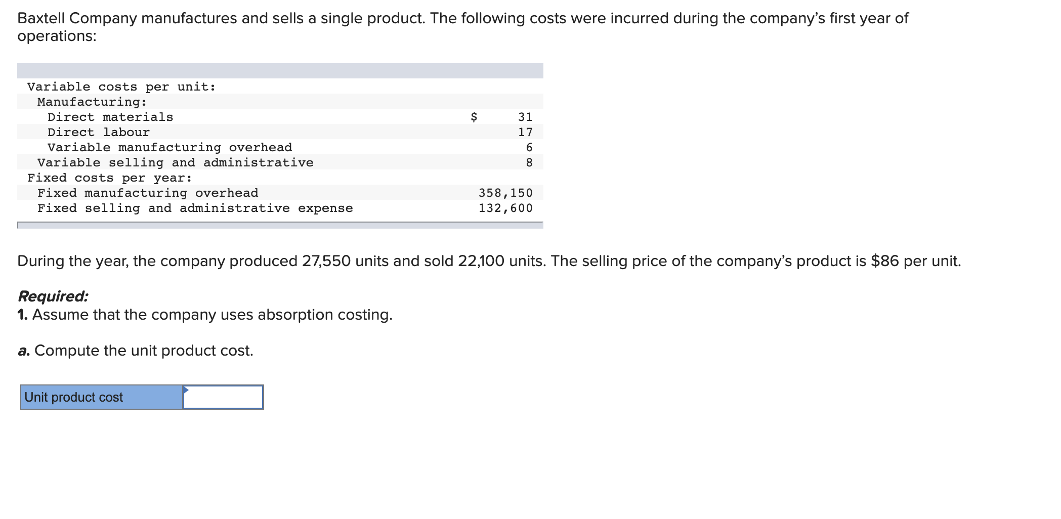any empty spaces; input a 0 wherever it is required.) 2. Assume