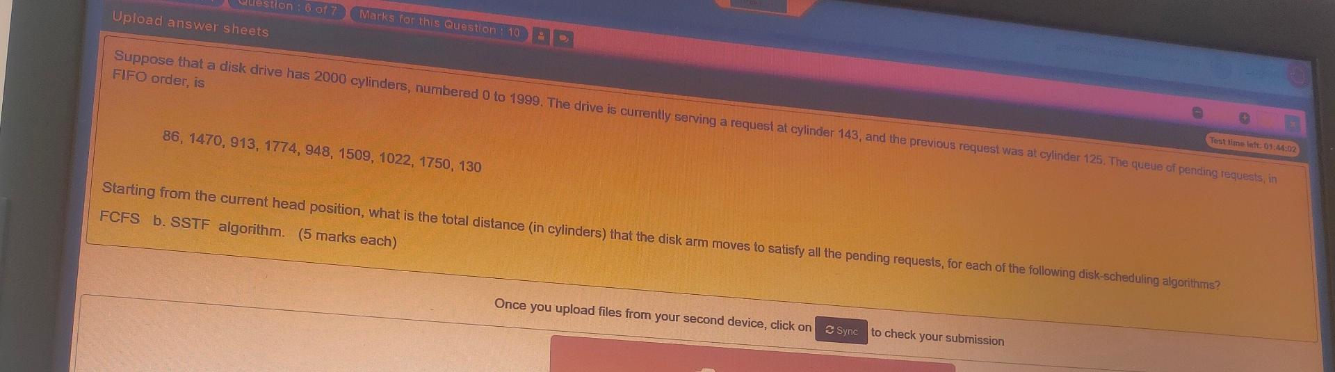  on 007 Upload answer sheets Marks for this question: 10 Suppose