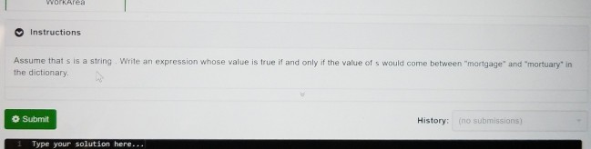  Instructions Assume that s is a string. Write an expression whose
