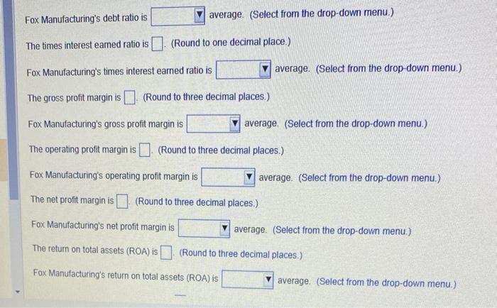data table below into a ipresasheed Fox Manufacturing Company Balance Sheet a.