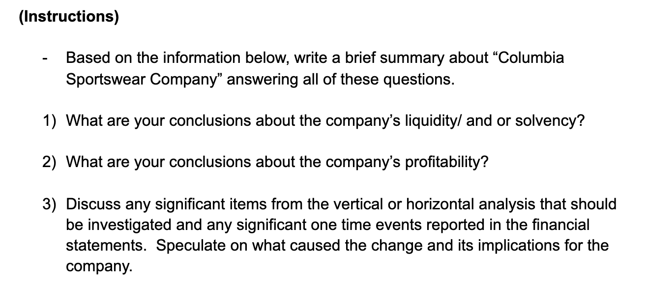  (Instructions) Based on the information below, write a brief summary about