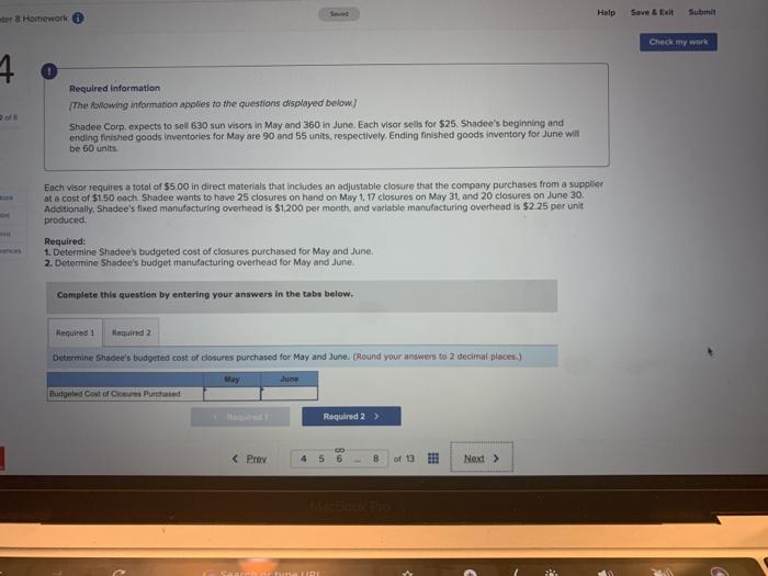  Help ter 3 Homework Save & E Check my work 7
