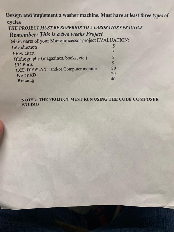  I need a code that impluments what a washing machine in