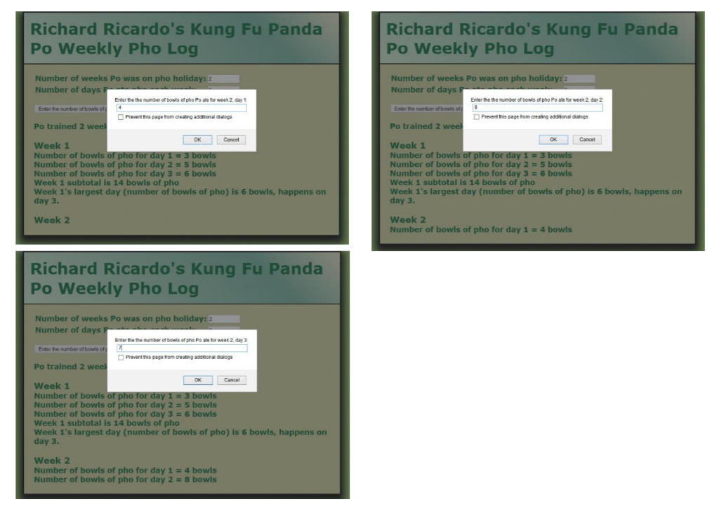 3 hours Question 3 - JavaScript Chapter 5 & 6 (34 points)