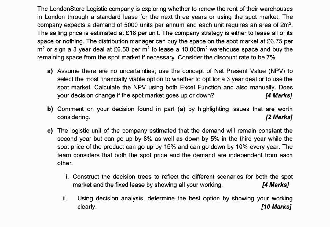 Can some one help me to solve this on excel. The London