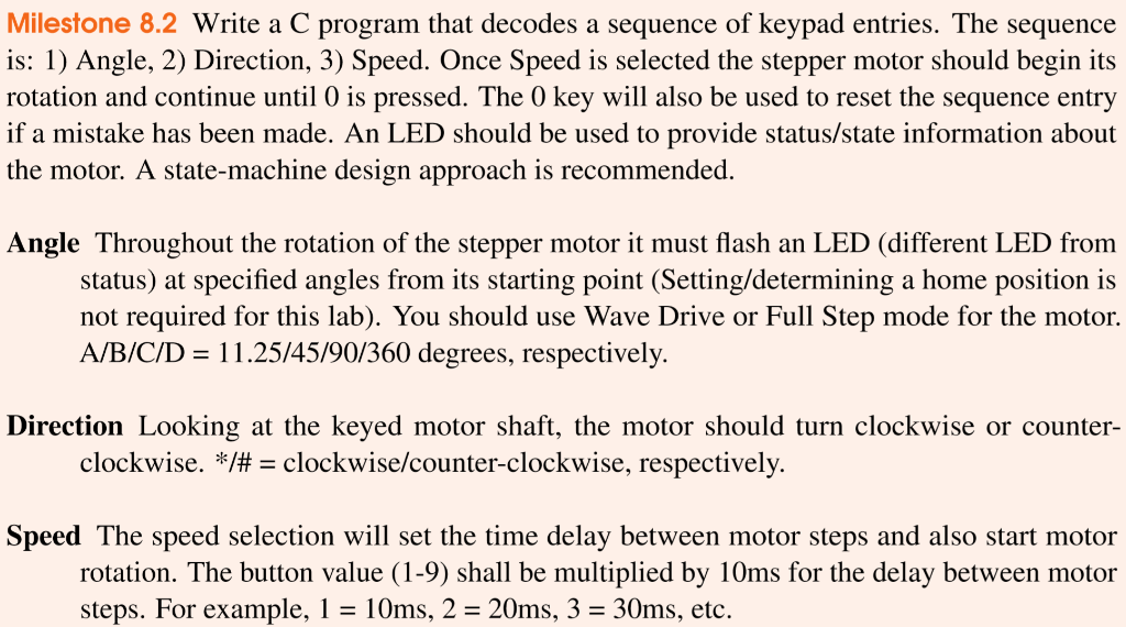 of motor direction Speed of motor steps / rotation (Start) Stop and