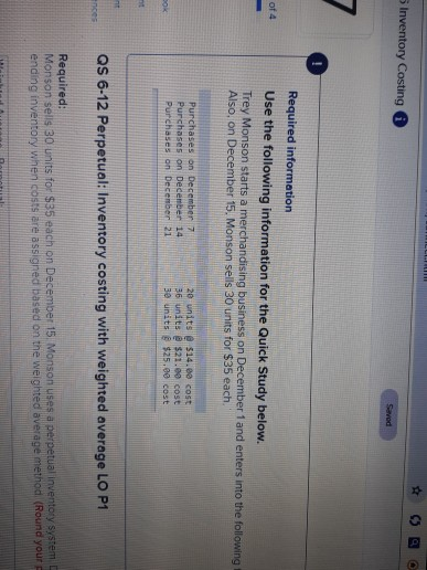 I need help please 5 Inventory Costing Required information Use the following