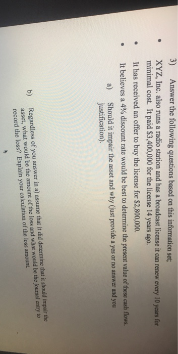  3) Answer the following questions based on this information set XYZ,