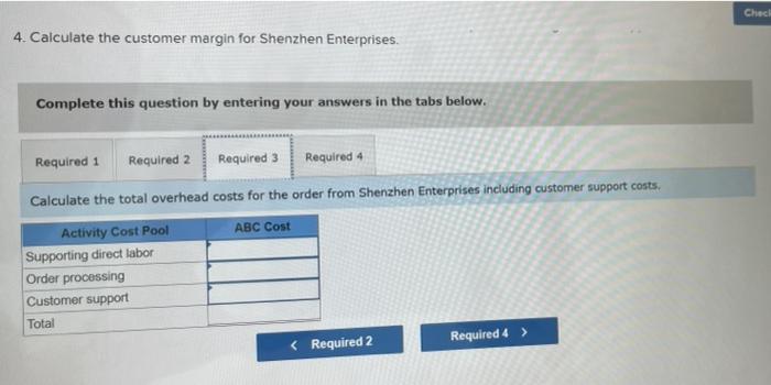 customers Not applicable Activity Cost Pool Activity Measure Supporting direct labor Number