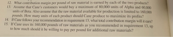 1 through 15. The information regarding unit costs is substituted for the