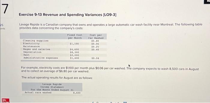 How do you solve this? 7 25 pints Mc Graw Exercise 9-13