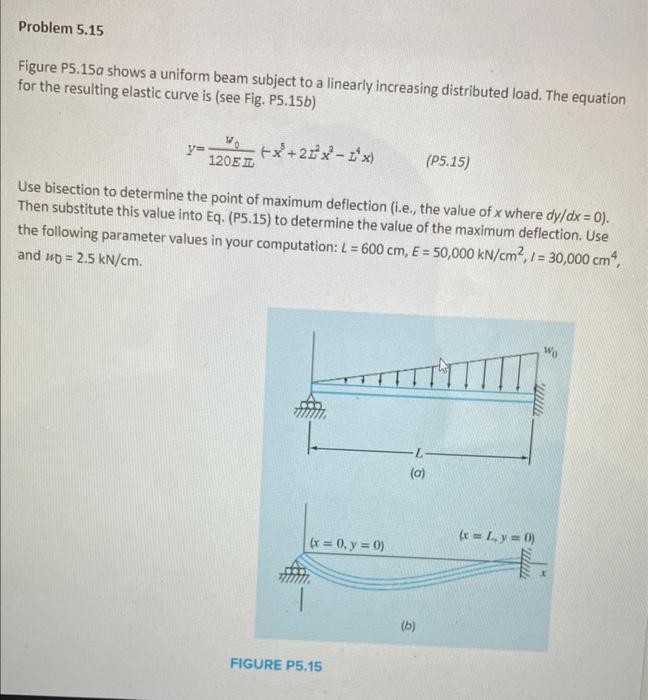 please write a matlab code for this Figure P5.15a shows a uniform