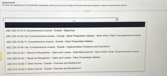  Requirement Provide the reference to the Codification paragraph where you can