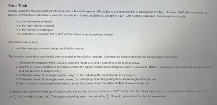  Your Task Clearly, using the Midpoint Method with more than a