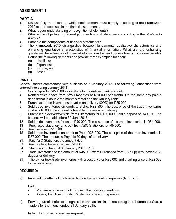  ASSIGNMENT 1 . 6 PART A 1. Discuss fully the criteria