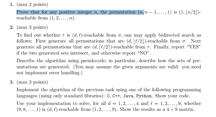 ANSWER Q no1 1. (max 2 points) Prove that for any