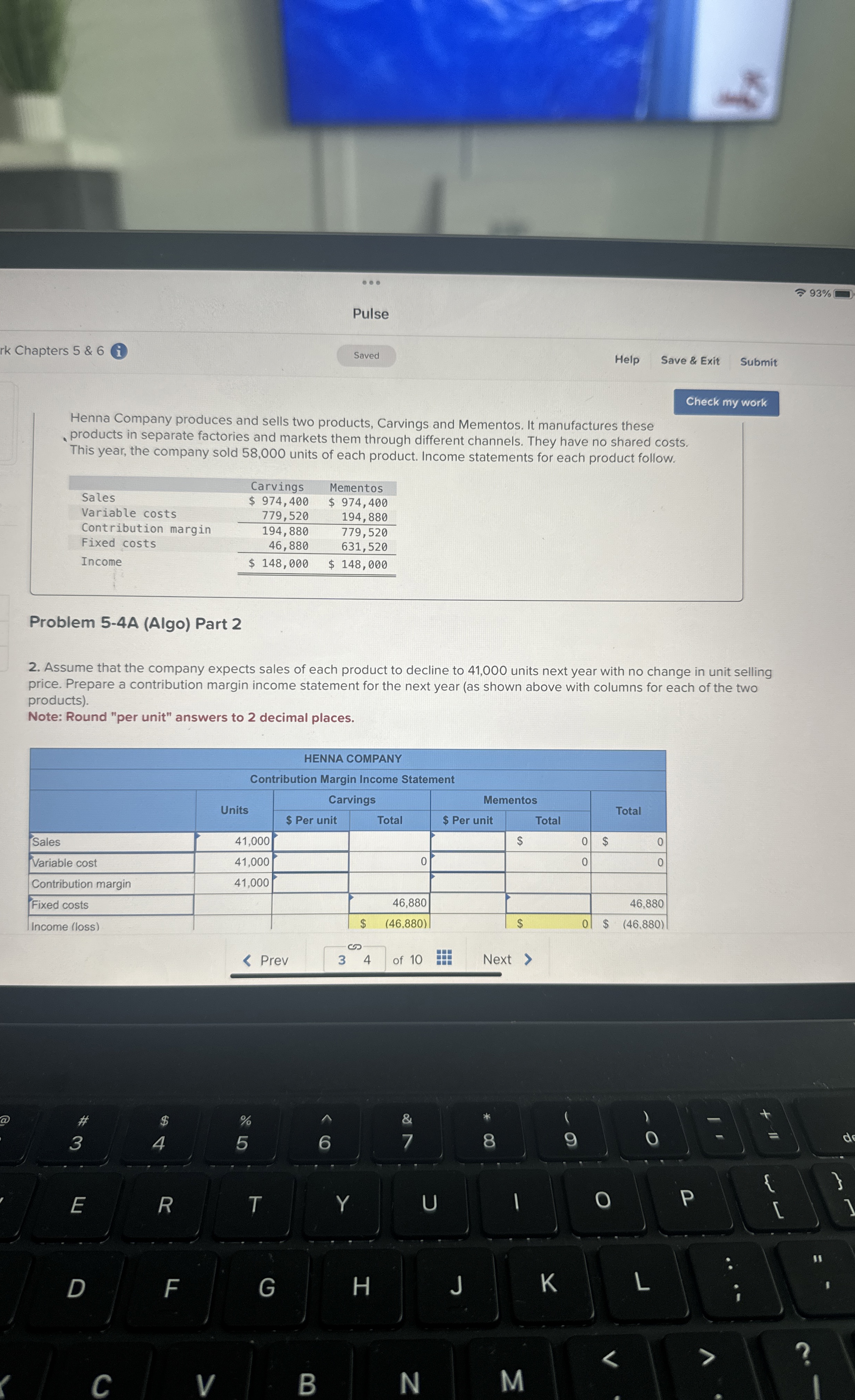  93% Pulse rk Chapters 5 & 6 Help Save & Exit