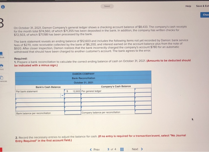  Save & Exit Help Saved Chec On October 31, 2021, Damon