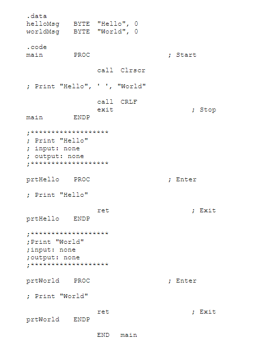 two procedures. This will introduce procedures early but is not a good