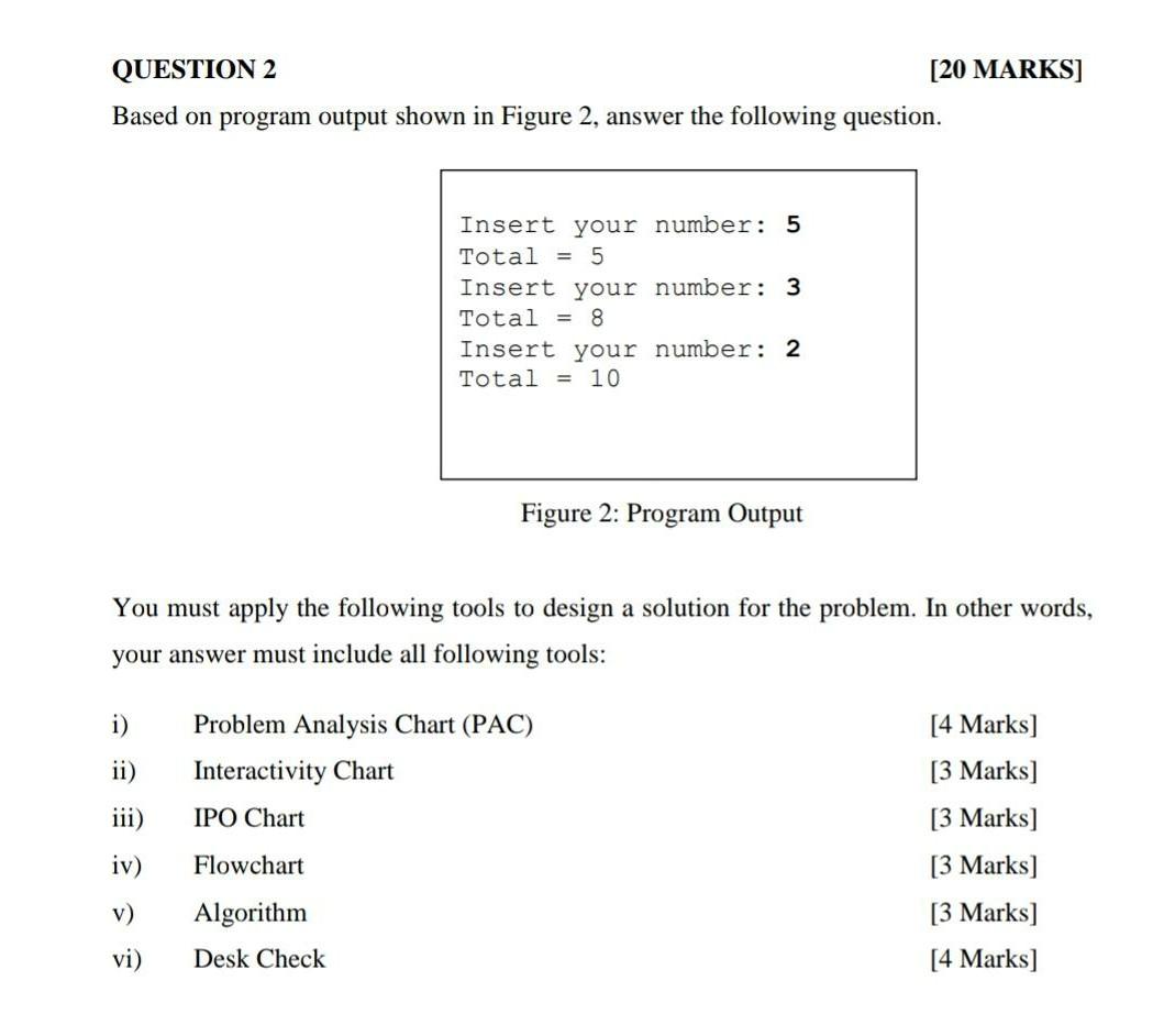 in PROBLEM SOLVING last part only (desk check) QUESTION 2 [20 MARKS]