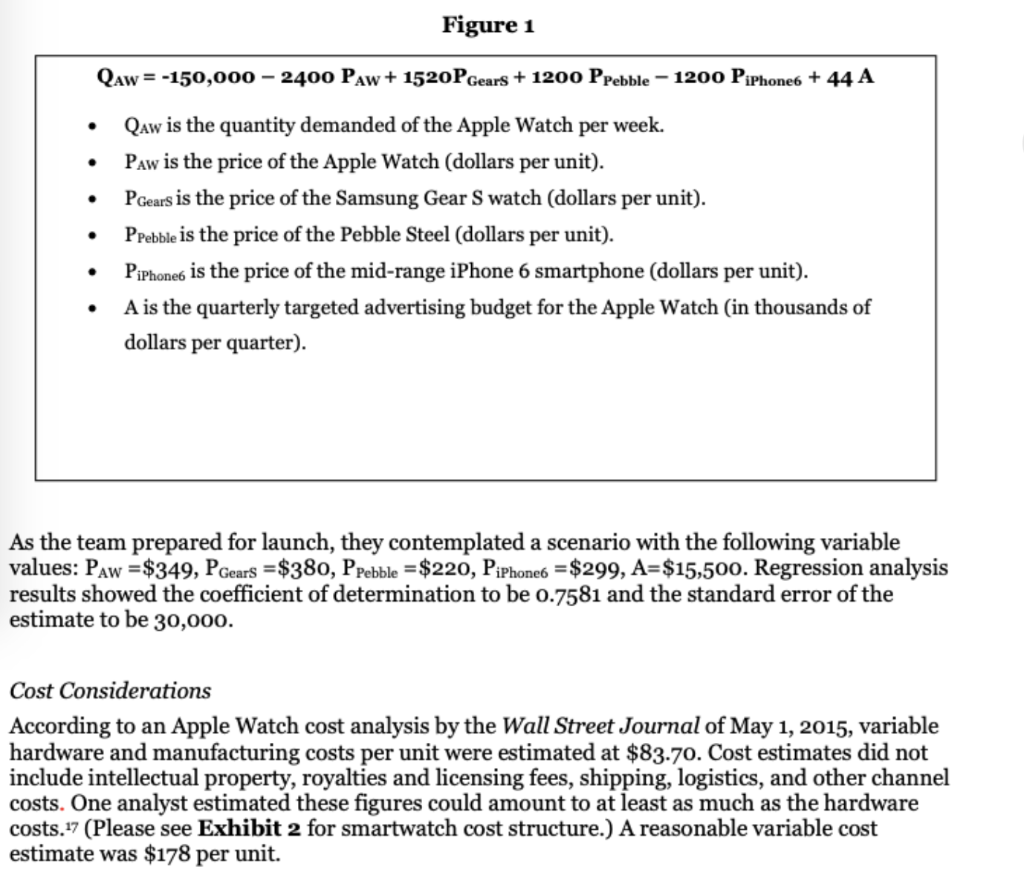 1) Using the scenario listed below Figure 1, write a demand function