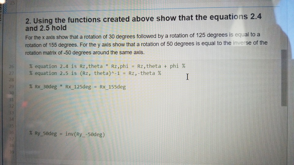 the rotation matrix around the x and y axes Using the provided