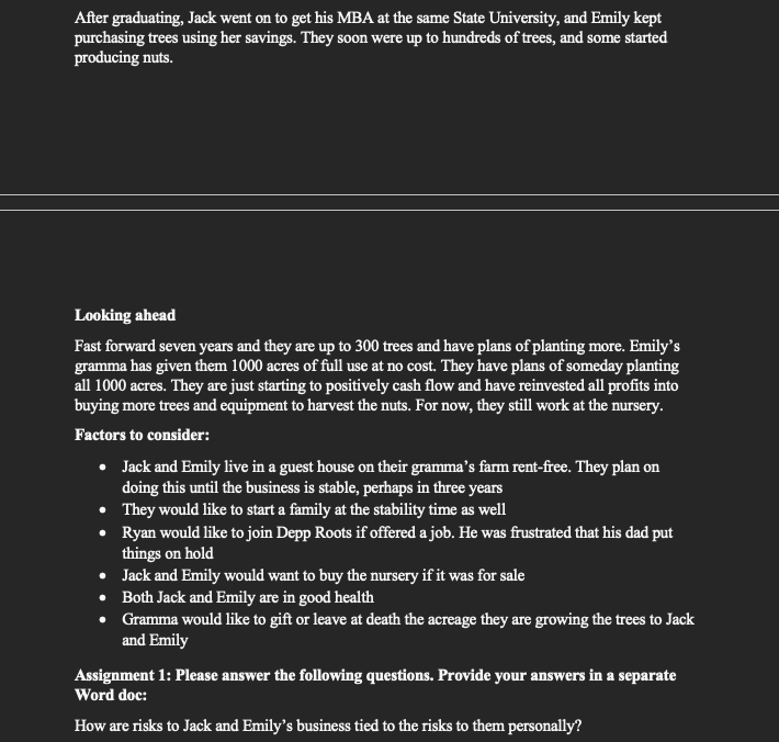 Jack and Emily, newly married and both in their 30's, are seeing