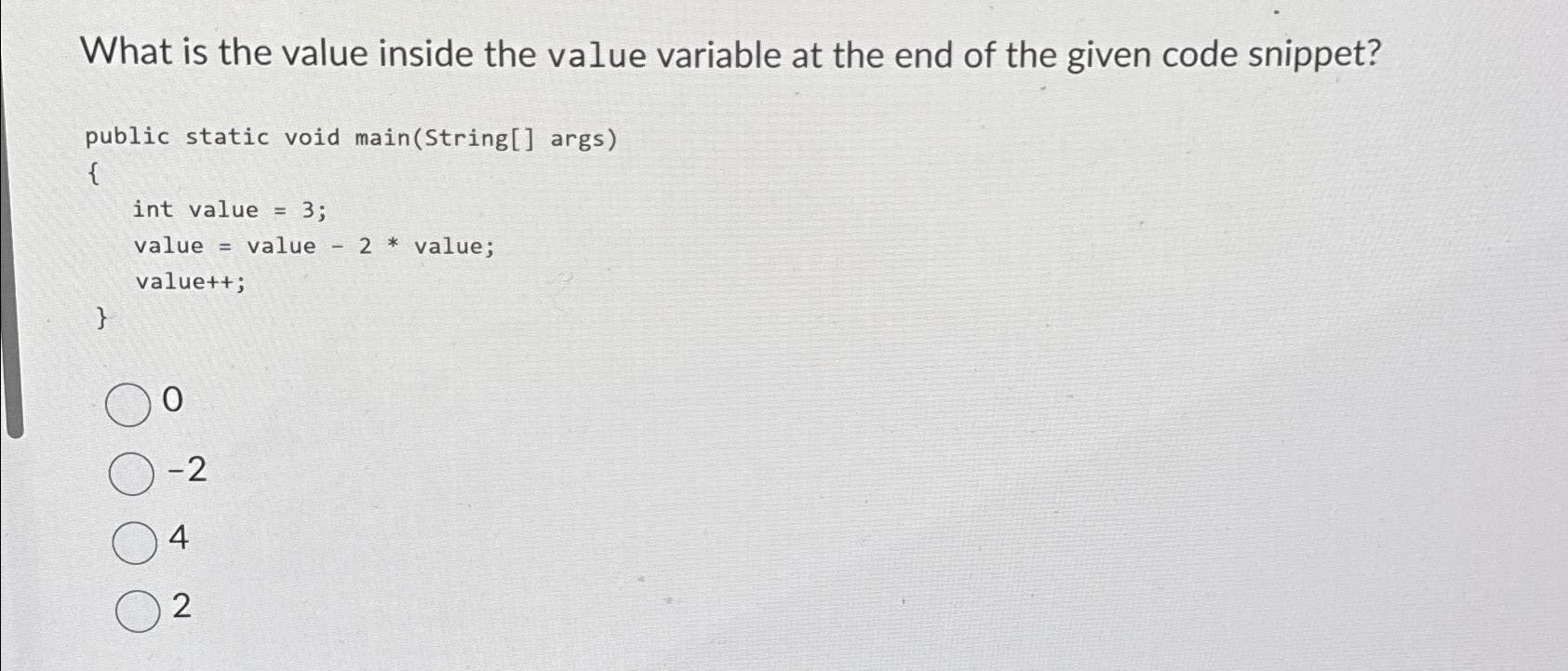  What is the value inside the value variable at the end