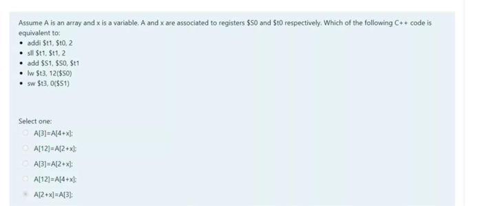  Assume A is an array and x is a variable. A